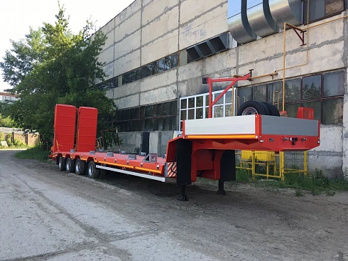 Низкорамный полуприцеп-тяжеловоз САВ 93184E5 (538045) г/п 49 тн, 4 оси, гидротрапы